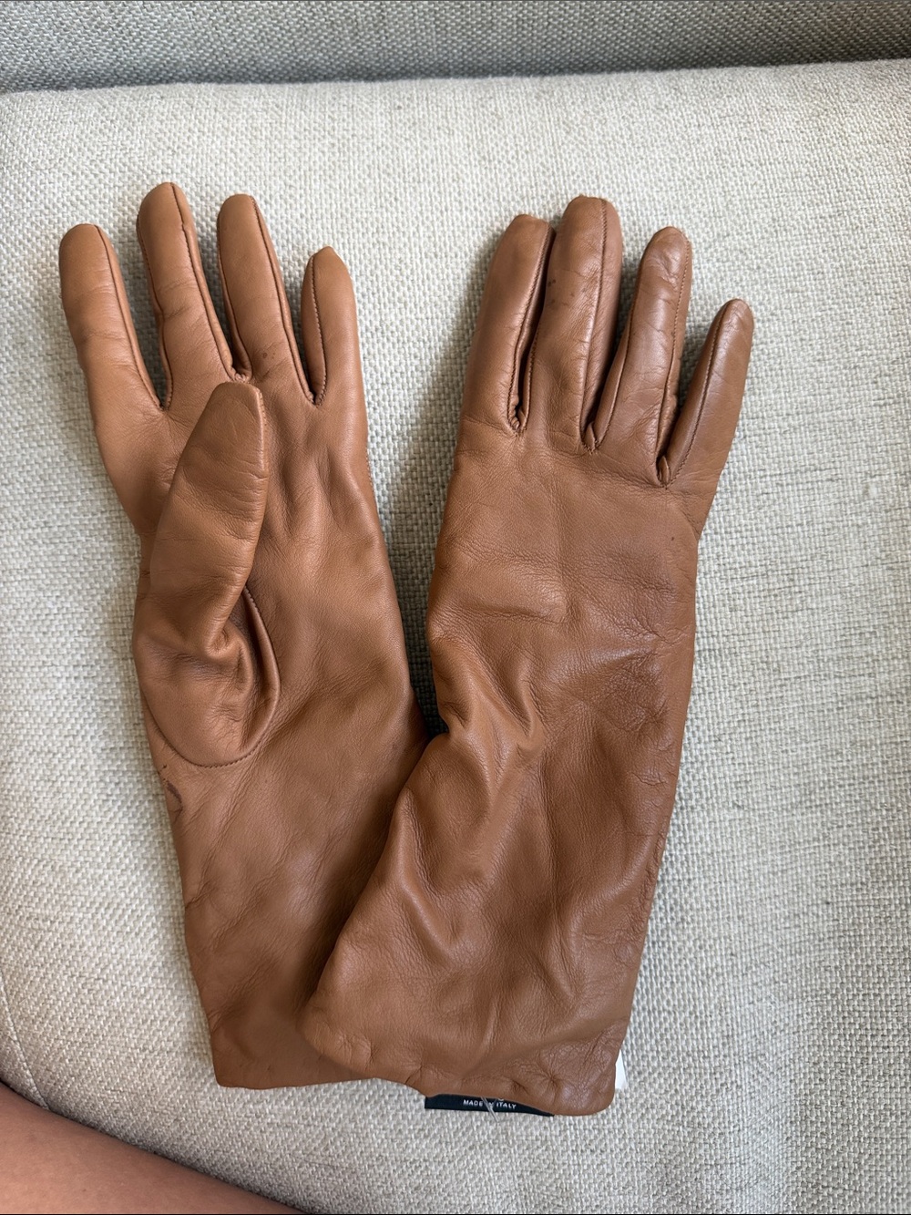 Bloomingdale's Brown Leather Long Gloves